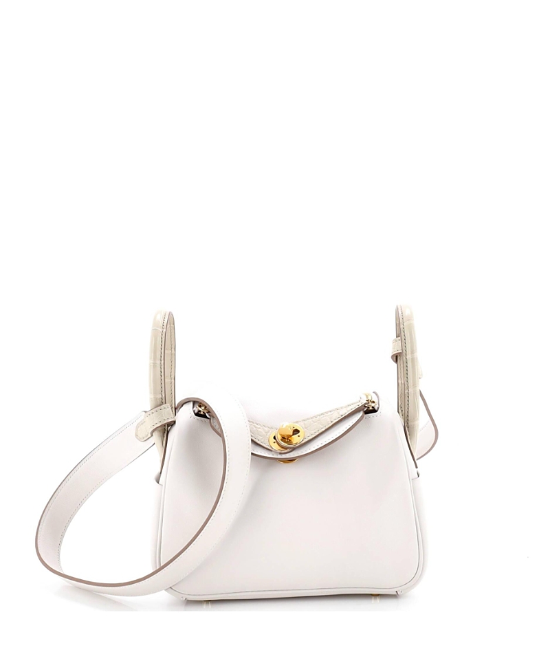 Pre-owned Pre-owned Hermes Hermes Mini Touch Lindy Bag Swift With Matte Alligator In White