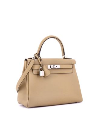Kelly 28 Handbag Brown Evercolor with Palladium Hardware