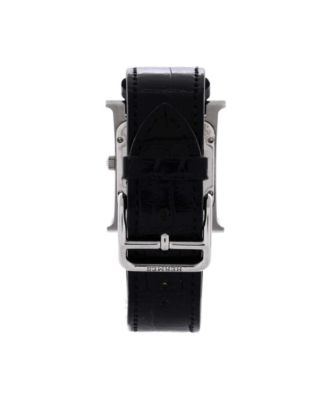 Heure H Quartz Watch in Stainless Steel and Alligator with Diamond Markers and Mother of Pearl 26mm