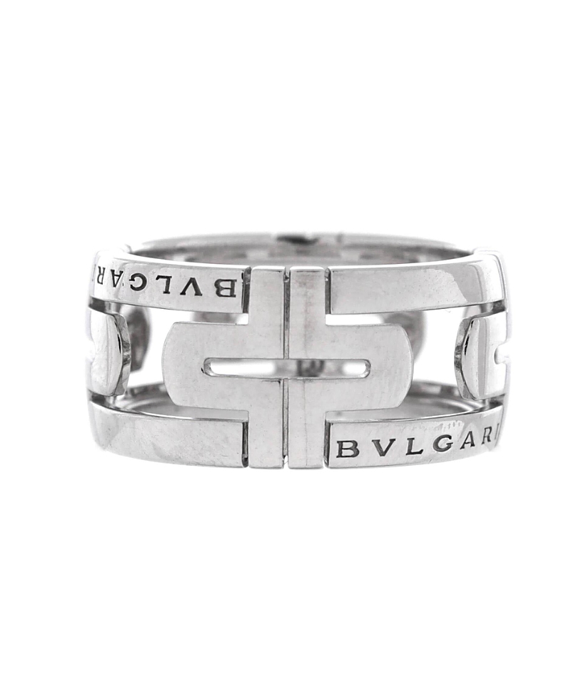 Pre-owned Pre-owned Bvlgari Bvlgari 11mm Parentesi Band Ring 18k White Gold