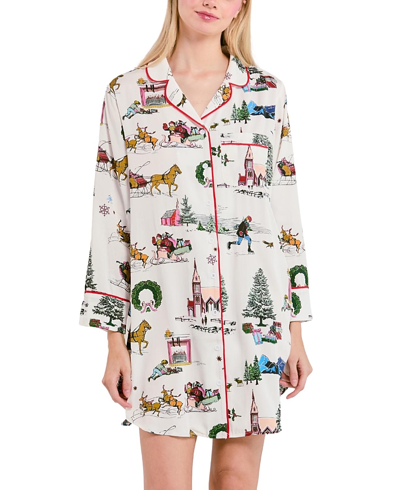 Katie Kime Holiday Toile Sleep Shirt In Multi