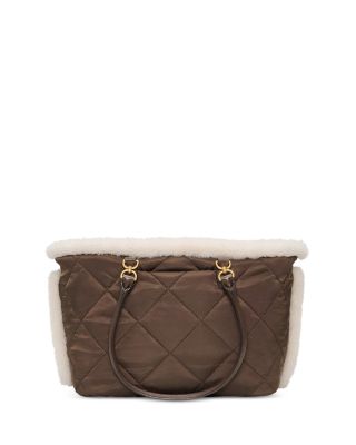 Medium Madison East/West Quilted Shearling Tote
