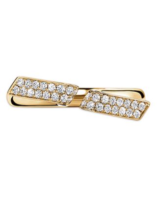 18K Yellow Gold Inside Out Diamond  Flip Cuff Ring