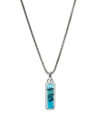 Men's Sterling Silver Modern Talisman Turquoise Pendant Necklace, 22"