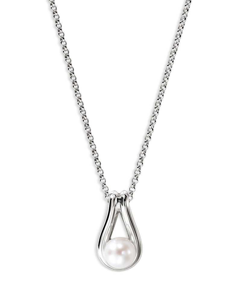 John Hardy Sterling Silver Surf Cultured Freshwater Pearl Open Pendant Necklace, 18