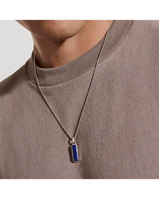 Men's Sterling Silver Modern Talisman Lapis Lazuli Pendant Necklace, 22"