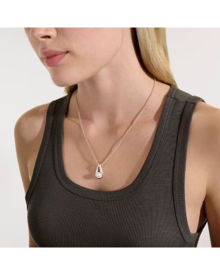 Sterling Silver Surf Cultured Freshwater Pearl Open Pendant Necklace, 18-20"