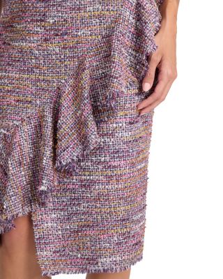 Cami Sleeveless Sheath Dress with Skirt Ruffle in Luxury Tweed