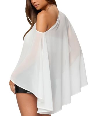 Sheer Chiffon Asymmetric Poncho