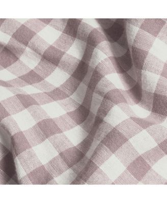 Gingham Linen Blend Fitted Sheet, Twin