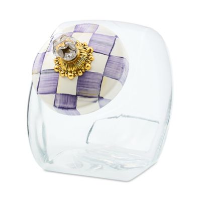 Sweets Jar with Violet Check Lid