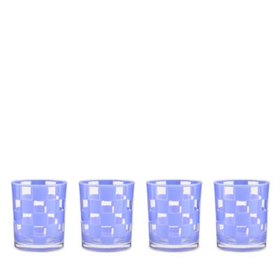 Blue Check Acrylic Tumblers, Set of 4