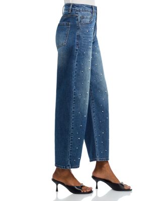 Cobal High Rise Cropped Barrel Jeans in Vintage Medium Blue/Pearl