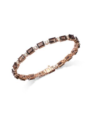 Smokey Quartz & Champagne Diamond Bracelet in 14K Rose Gold