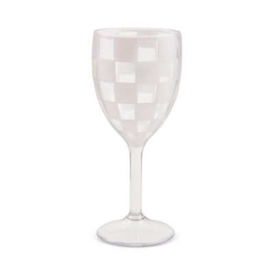White Check Acrylic Wine Goblets, Set of 4