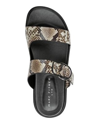 Women's Gia2 Snake Embossed Leather Slide Sandals