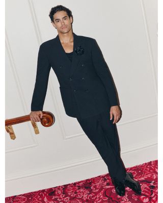 Finale Double Breasted Peak Lapel Textured Blazer