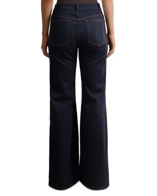 June Pin Stitch High Rise Flare Jeans in Indigo