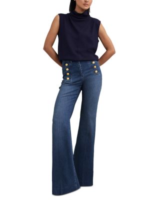Athena High Rise Flare Jeans in Mid Blue