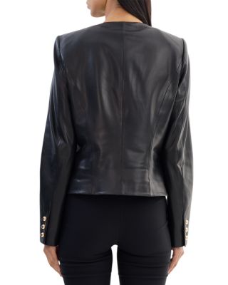 Leather Collarless Jacket