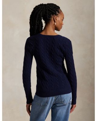 Cable Knit Wool &amp; Cashmere V-Neck Sweater