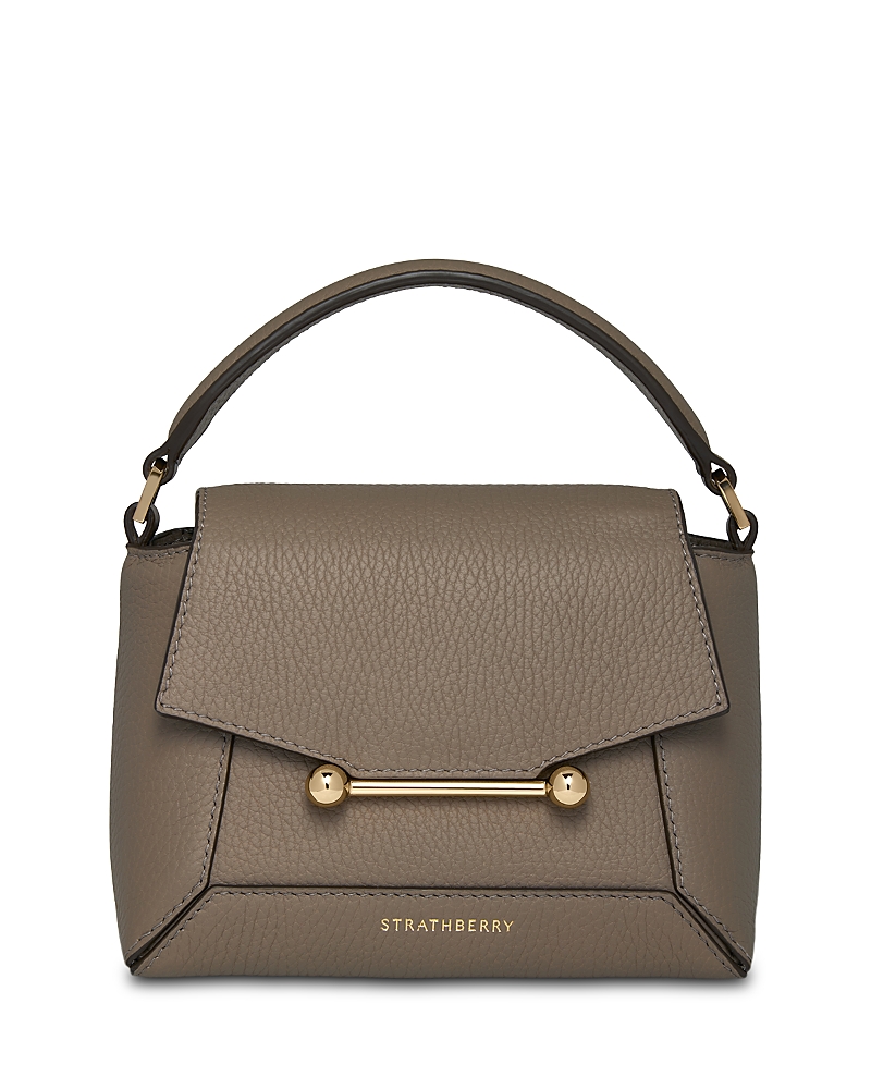 Strathberry Mosaic Nano Leather Top Handle Bag In Brown