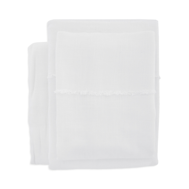 Pom Pom At Home Remi Linen Blend Frayed Sheet Set, Twin In White