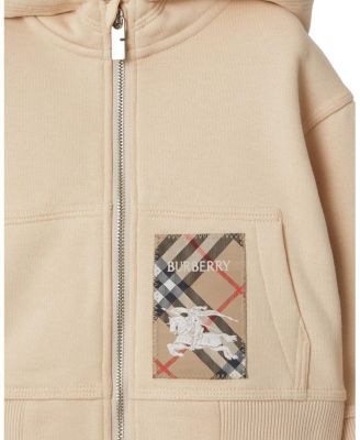 Unisex Check Label Cotton Zip Hoodie - Baby