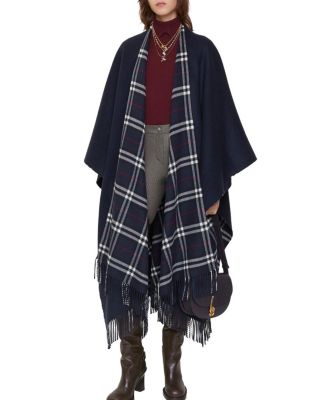  Reversible Check Wool Cashmere Cape