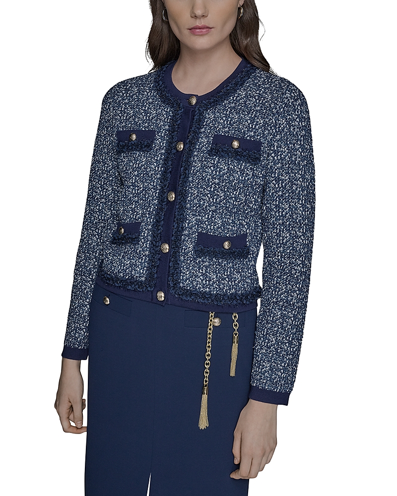 Karl Lagerfeld Paris Ruffle Trim Cardigan