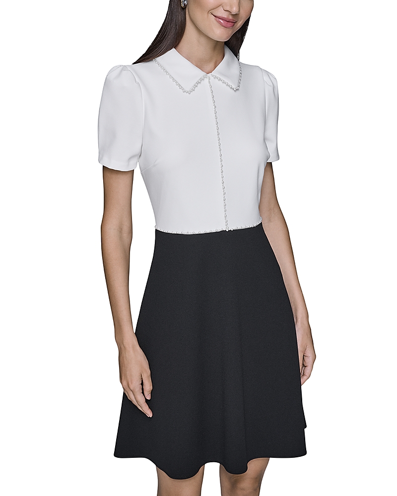 Karl Lagerfeld Paris Scuba Crepe Fit & Flare Dress