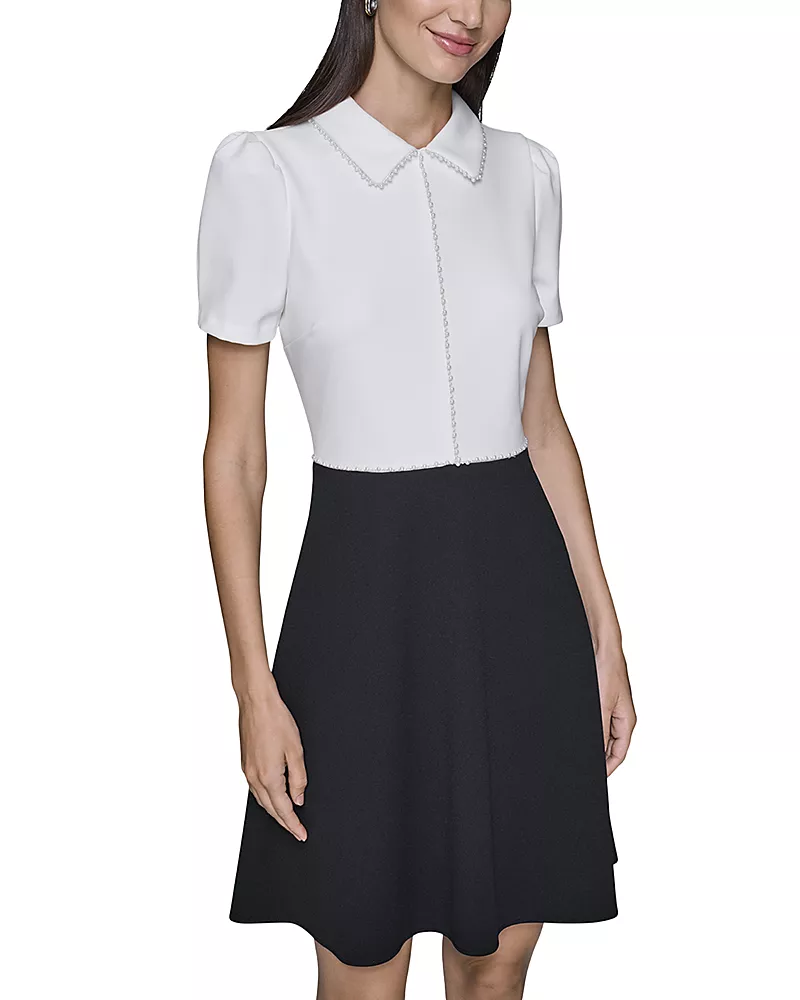 Karl Lagerfeld Paris Scuba Crepe Fit & Flare Dress