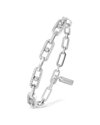 18K Yellow Gold Move Link Diamond Open Chain Bracelet