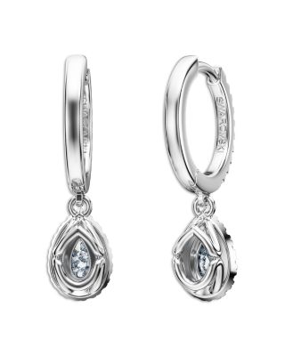 Eternity Certified Lab Grown Diamond Pear Halo Charm Hoop Earrings