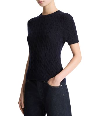 Cable Knit Short Sleeve Sweater