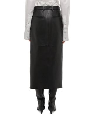 Leather Zip Midi Skirt