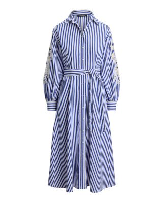 Striped Eyelet Broadcloth Shirtdress
