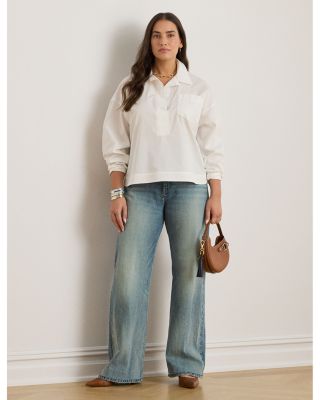 Cotton Broadcloth Cropped Shirt