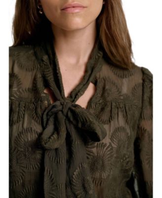 Women's Floral Tie Neck Blouse