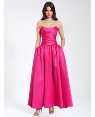  Walterina Satin Strapless Drop Waist Corset Gown