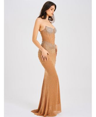  Fatima Embellished Sleeveless Corset Mermaid Maxi Dress