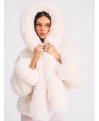 Jumbo Kali Faux Shearling Fur Trimmed Coat