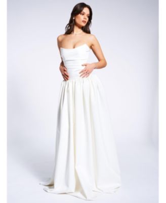 Umay Drop Waist Satin Corset Bridal Gown