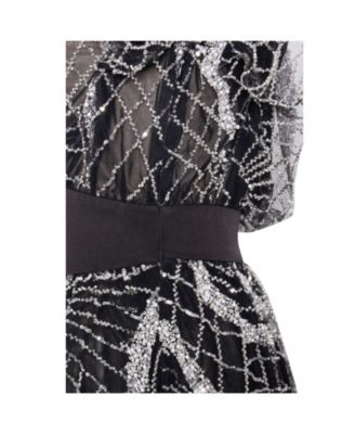  Rachelle Embroidered Mesh Mini Shirt Dress