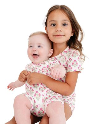  Girls' Pink Posy Pajama Set - Baby, Little Kid