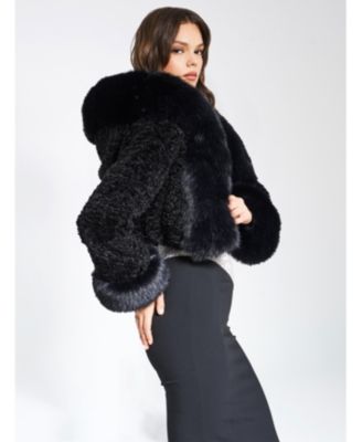 Kali Faux Fur Cropped Jacket with Hood