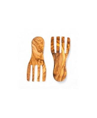 Natural Olive Wood Serving Forks, Set of 2