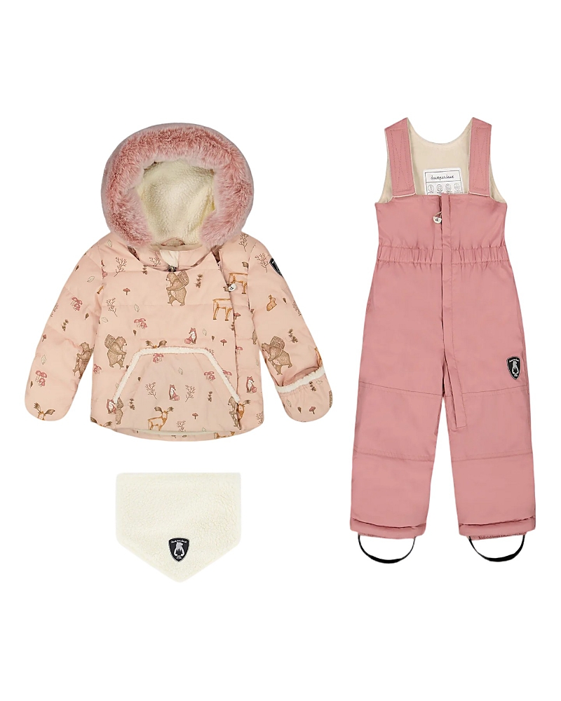 Deux par Deux Girls' Two-Piece Snug Snowsuit Bear - Baby
