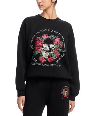 Rose Skull Crewneck Sweatshirt & Wide Leg Sweatpants