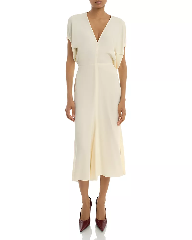 Victoria Beckham Blouson Detail Midi Dress
